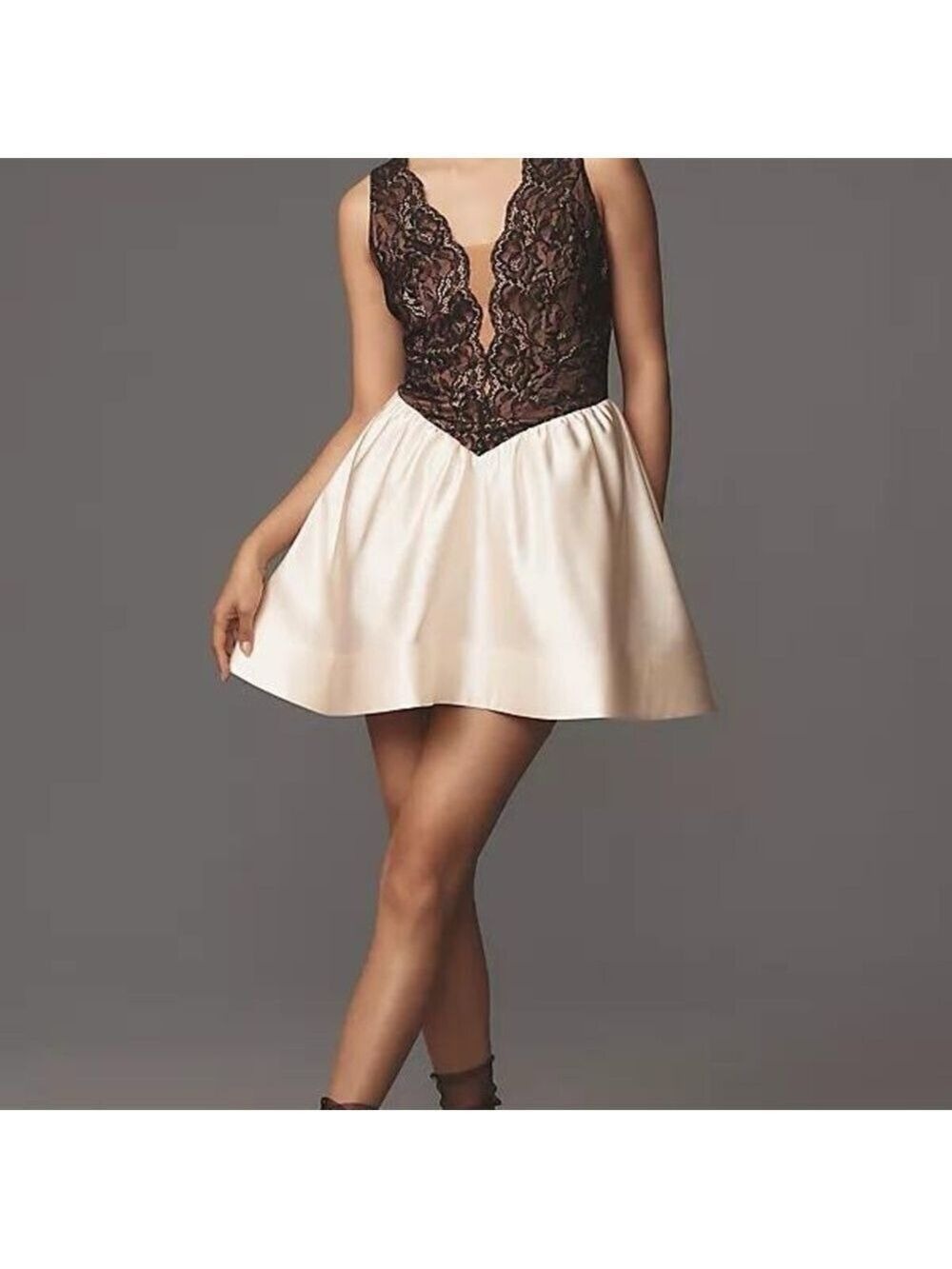 Maeve Black Lace Overlay Dress